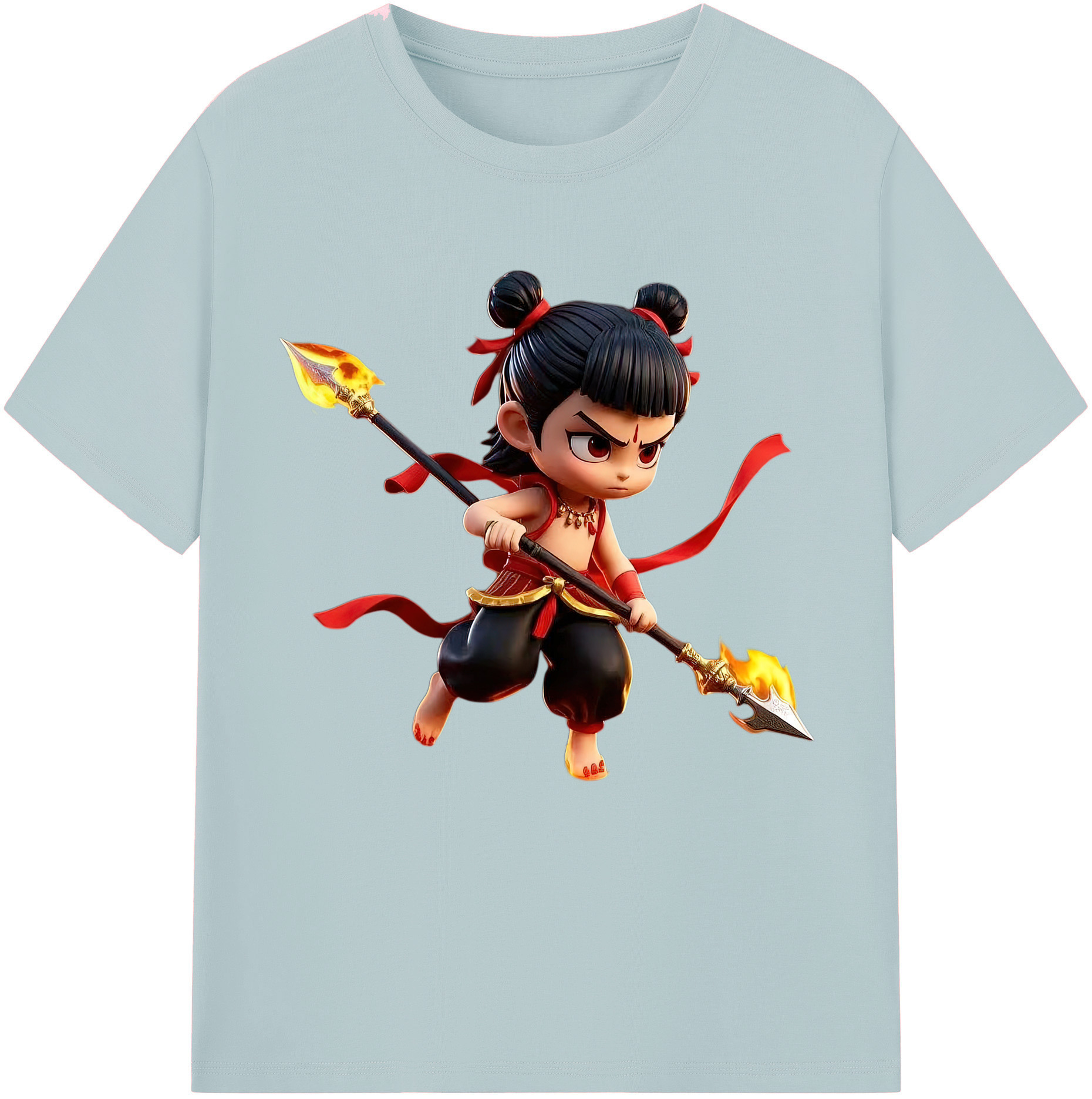 （画像用） Ne Zha 2 ナタ 魔童の大暴れ 綿100％半袖Tシャツ（フロントプリント）
